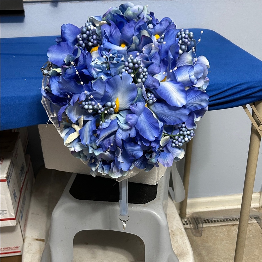 Elegant Blue Faux Floral Arrangement